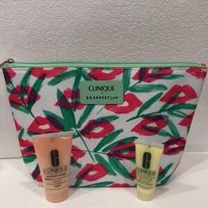 Clinique Drawbertson Cosmetics Bag with Skincare Duo
